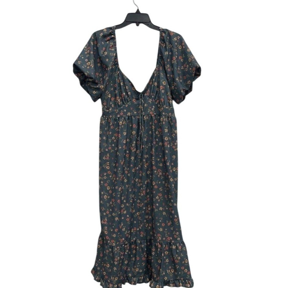 Originality Floral Flutter Sleeve Peasant Midi Dress Teal XL E1030Y522DI - Picture 2 of 5